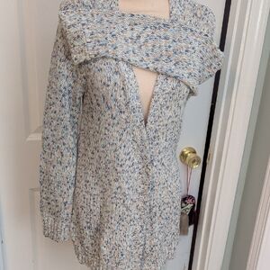 Croft & Barrow Blue and White Knit Cardigan